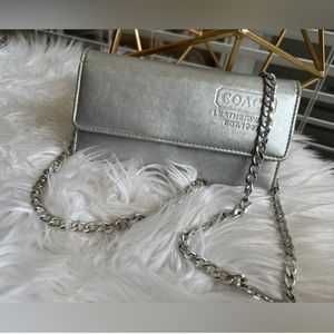 Coach silver metallic wallet/crossbody